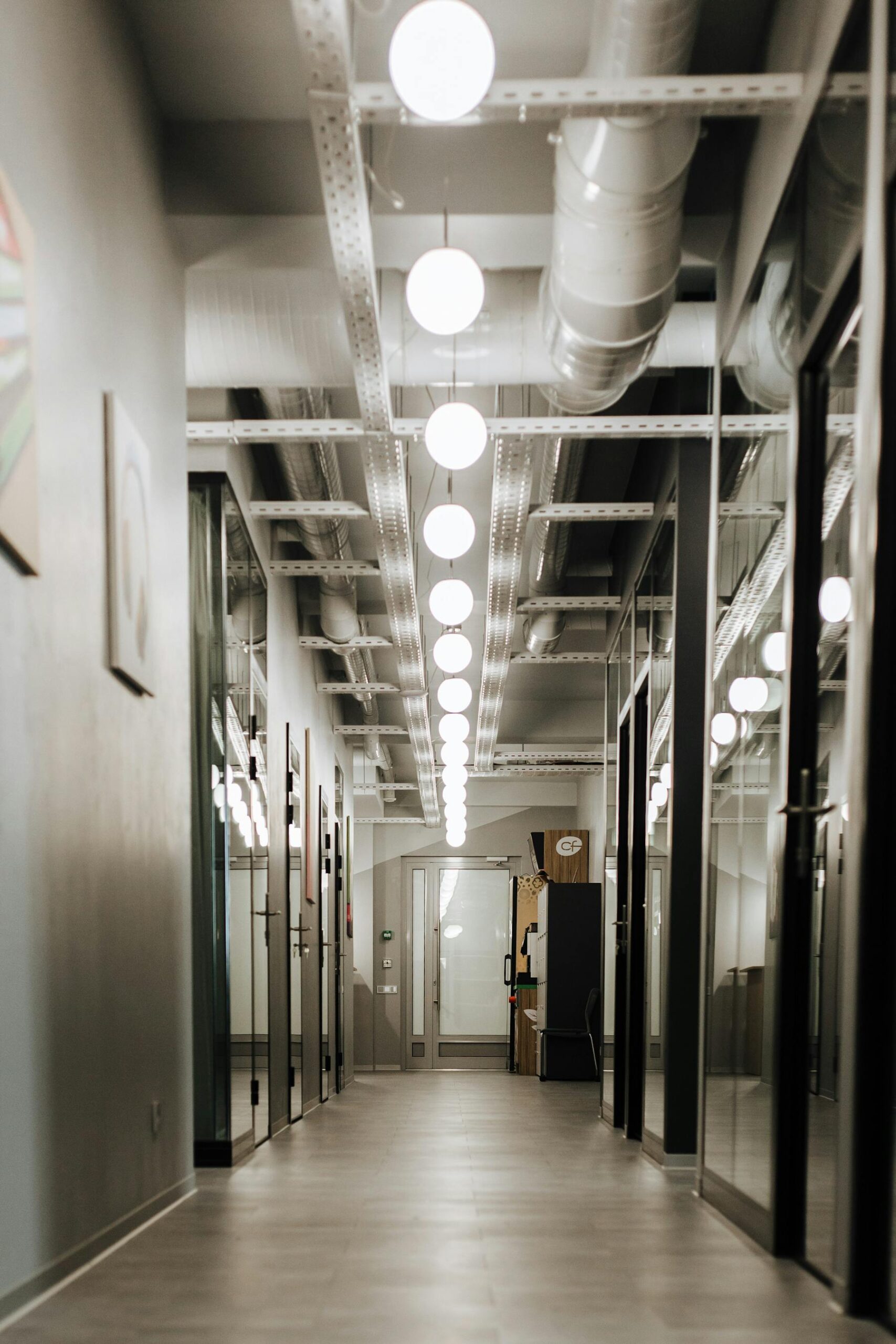 Commercial office hallway for repaint planning Commercial office hallway for occupied repaint planning
